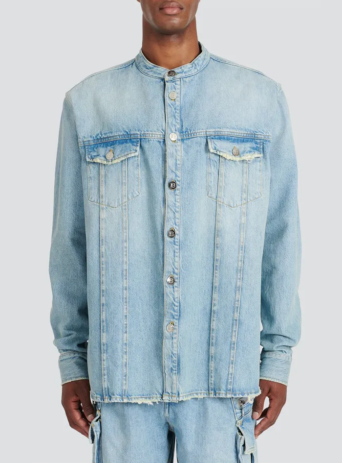 Balmain Denim Mens EoDesigned Denim Shirt Blue Balmain Denim Mens EoDesigned Denim Shirt Blue