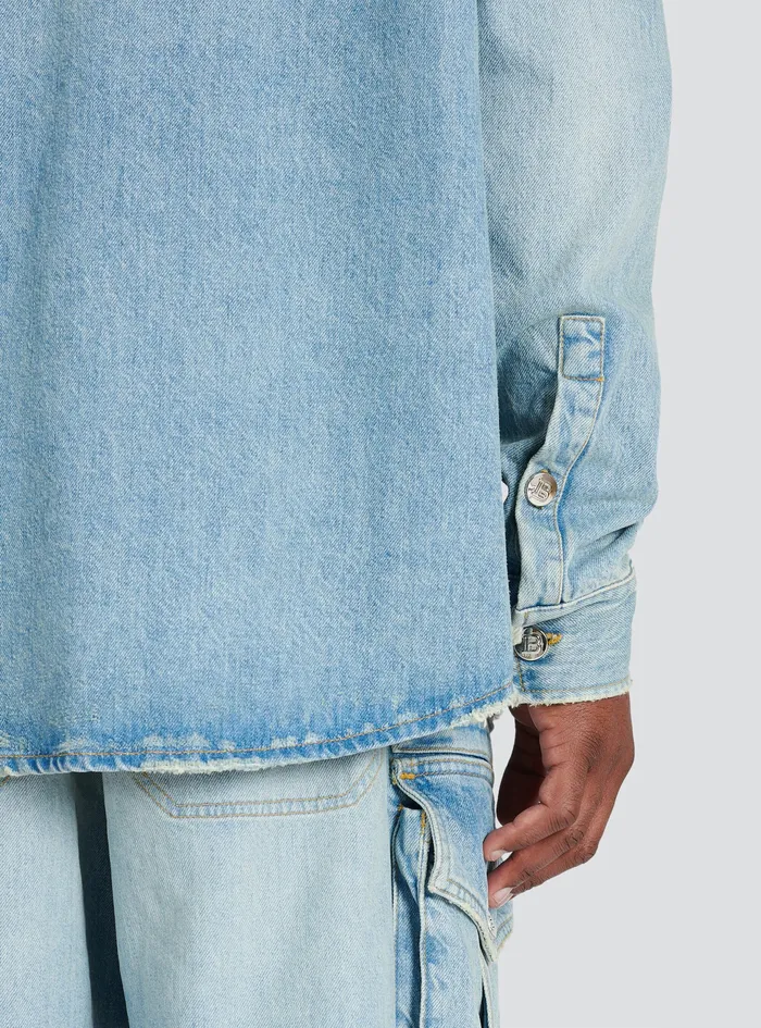 Balmain Denim Mens EoDesigned Denim Shirt Blue Balmain Denim Mens EoDesigned Denim Shirt Blue