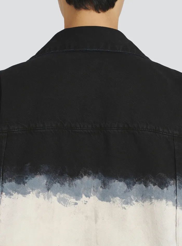 Balmain Denim Mens Oversized Cotton Shirt With TieDye Print Black