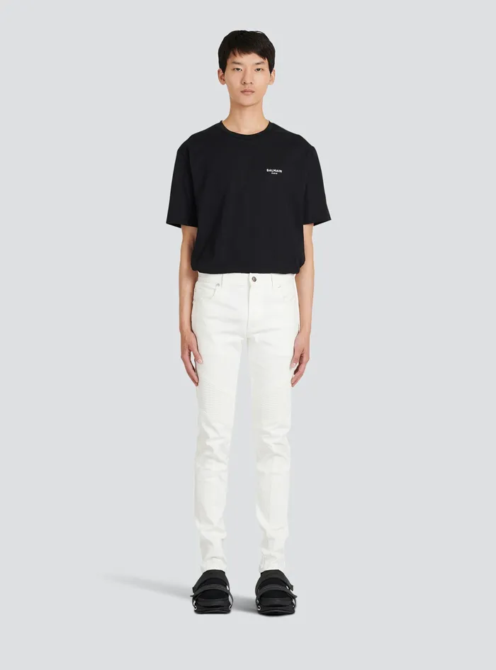 Balmain Denim Mens SlimCut Cotton Jeans White