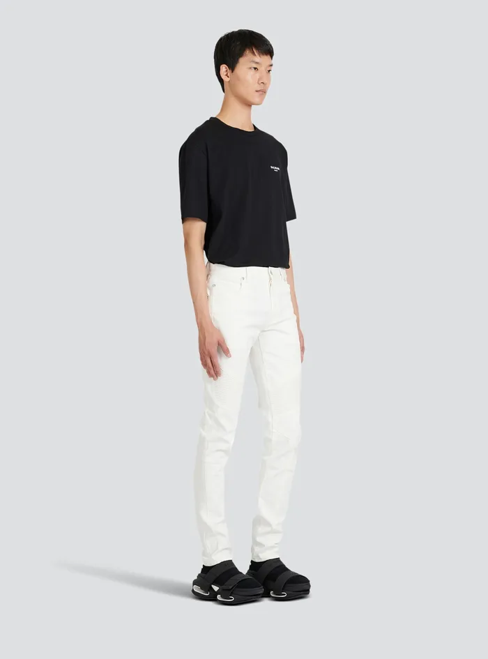 Balmain Denim Mens SlimCut Cotton Jeans White