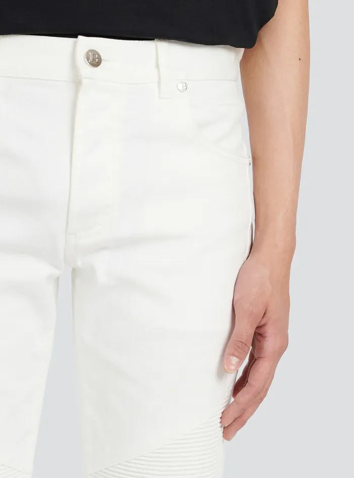 Balmain Denim Mens SlimCut Cotton Jeans White