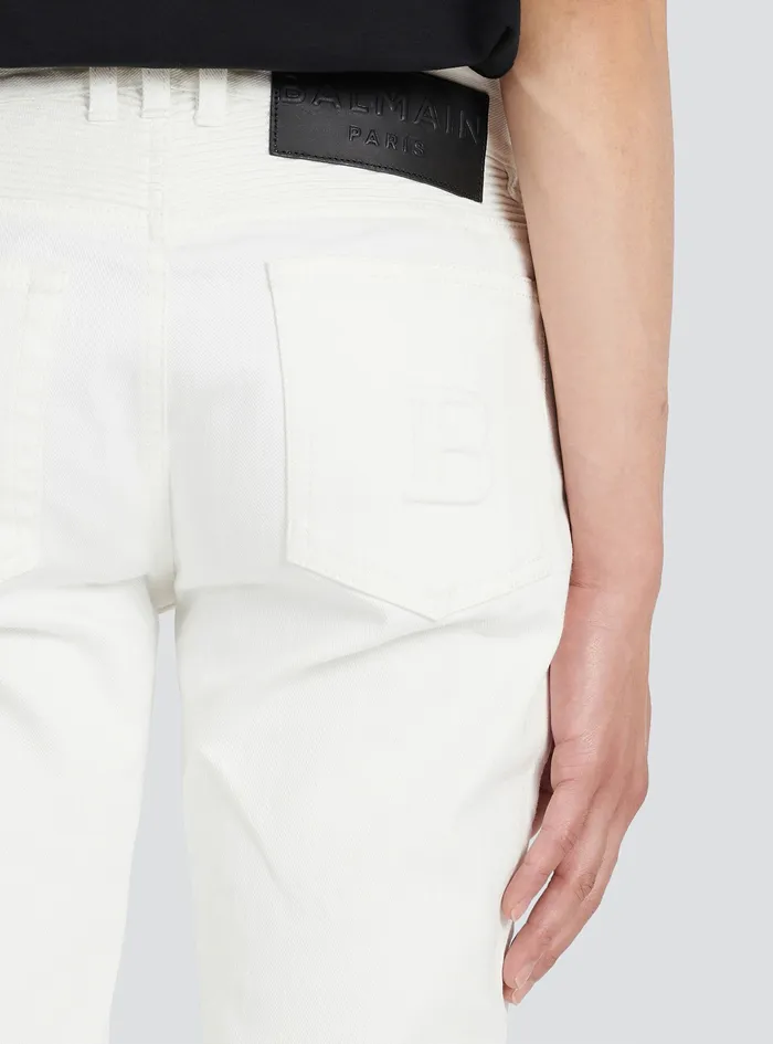 Balmain Denim Mens SlimCut Cotton Jeans White