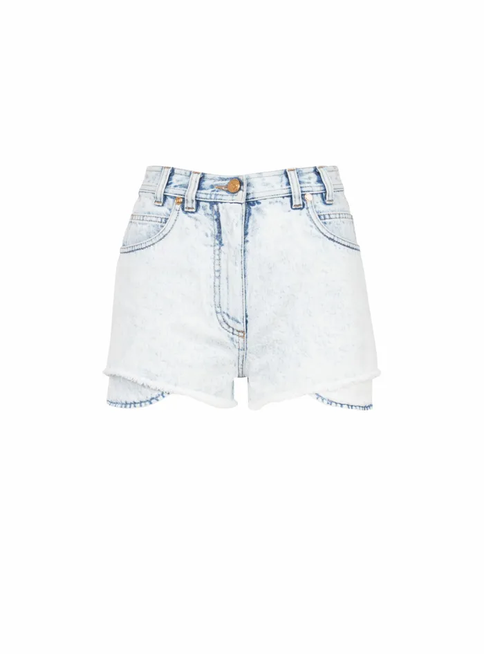 Balmain Denim Womens High Summer Capsule Denim HighWaisted Shorts Blue
