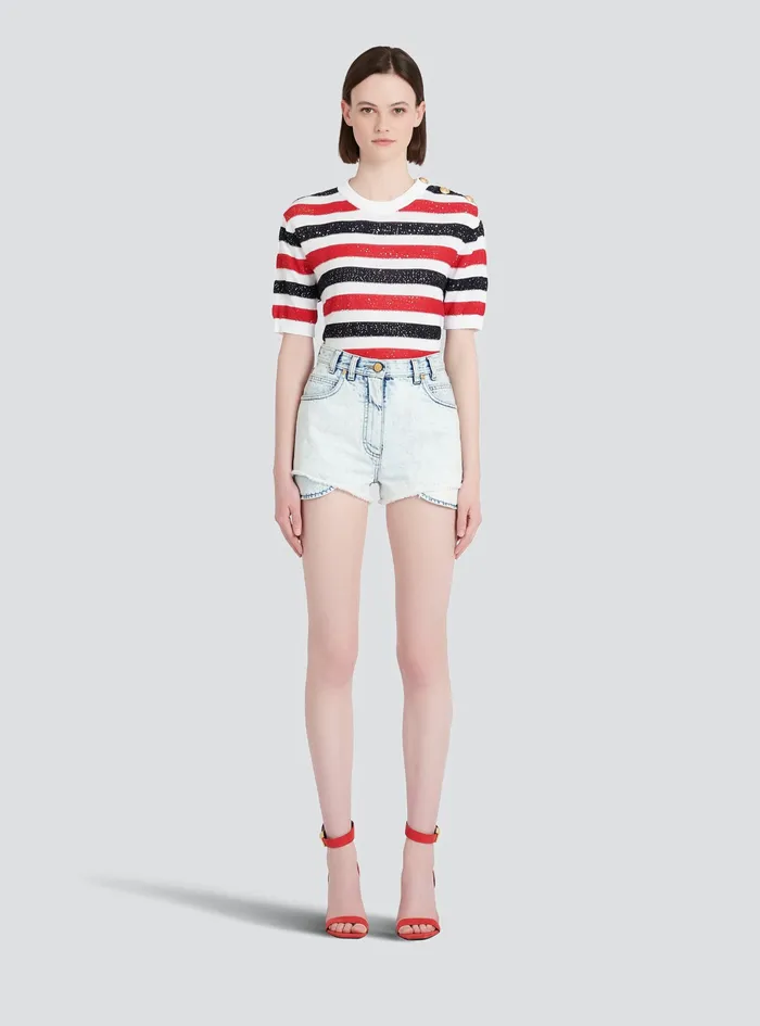 Balmain Denim Womens High Summer Capsule Denim HighWaisted Shorts Blue