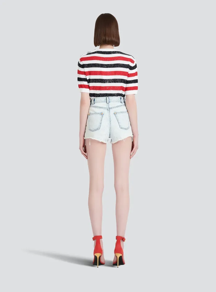 Balmain Denim Womens High Summer Capsule Denim HighWaisted Shorts Blue