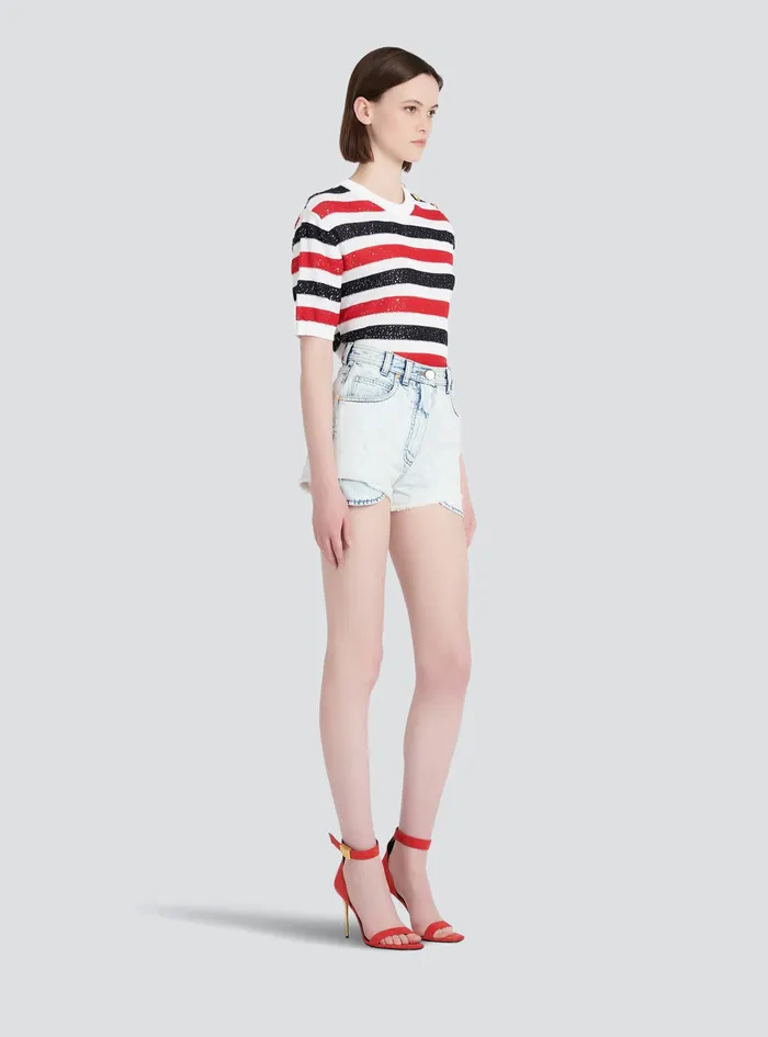 Balmain Denim Womens High Summer Capsule Denim HighWaisted Shorts Blue