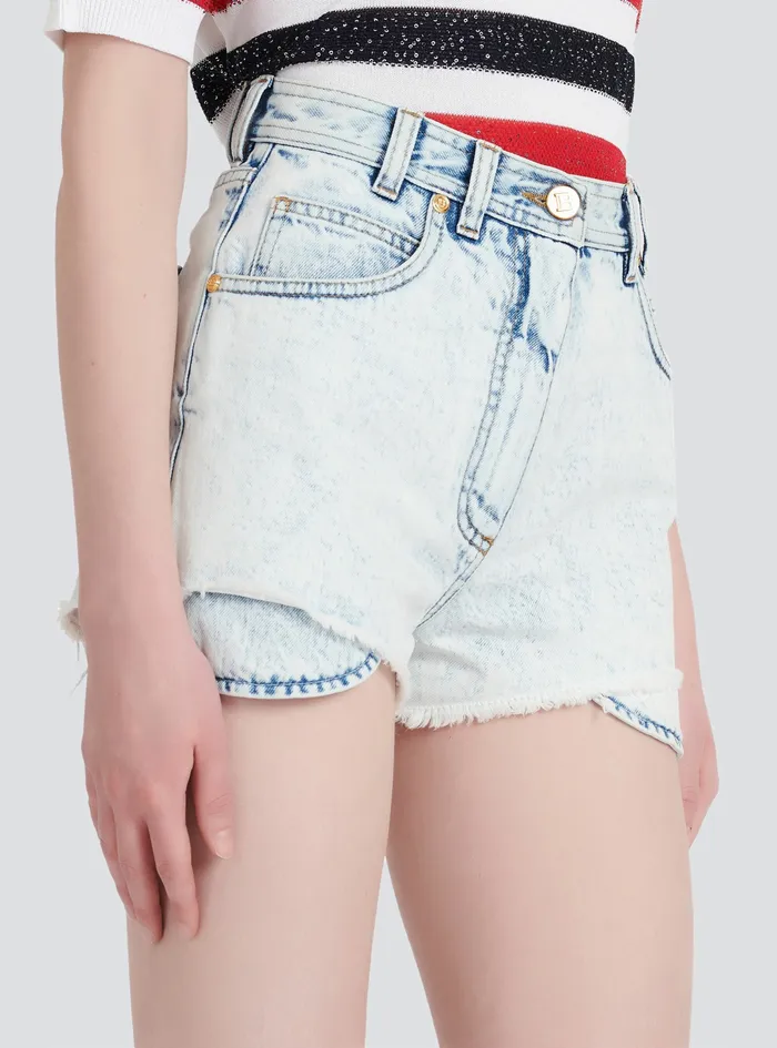 Balmain Denim Womens High Summer Capsule Denim HighWaisted Shorts Blue
