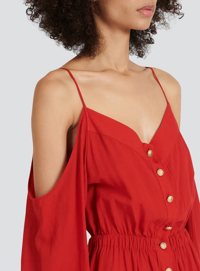 Balmain Dresses Womens High Summer Capsule 8211 Long Cotton Dress Red
