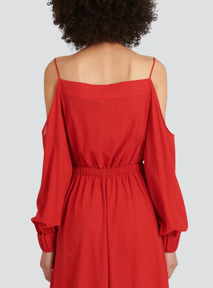 Balmain Dresses Womens High Summer Capsule 8211 Long Cotton Dress Red