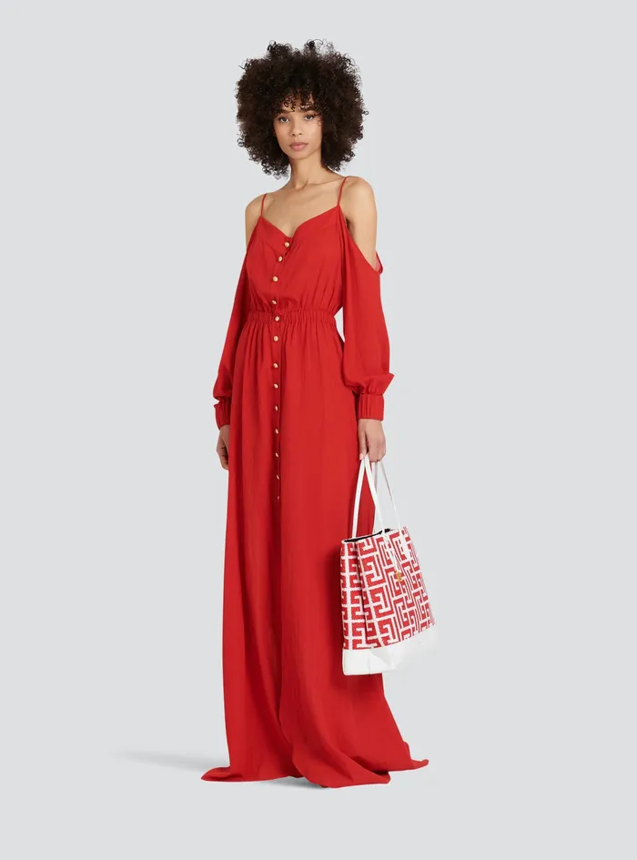 Balmain Dresses Womens High Summer Capsule 8211 Long Cotton Dress Red