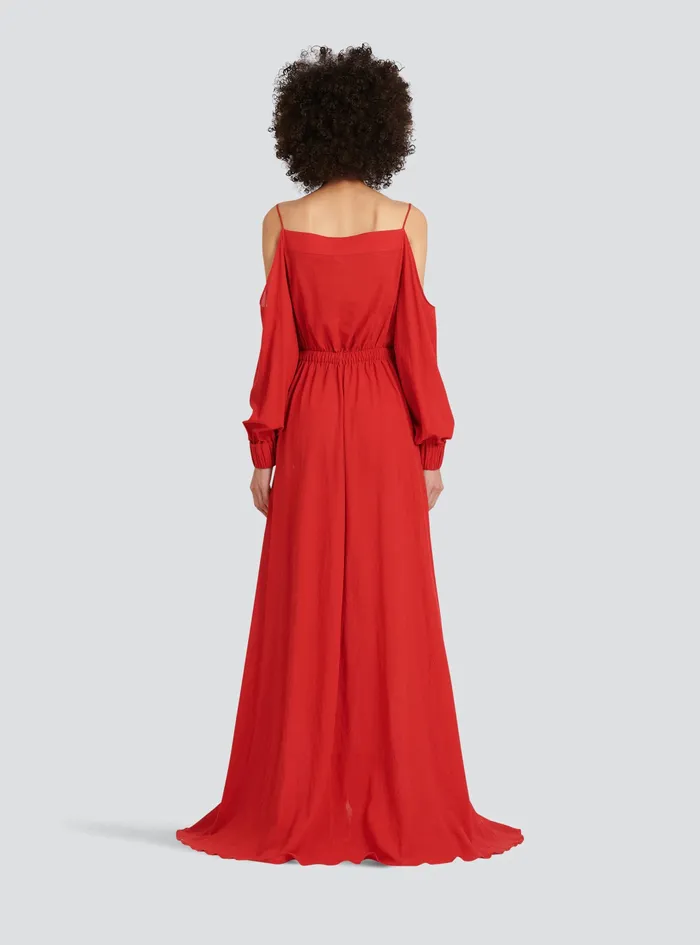 Balmain Dresses Womens High Summer Capsule 8211 Long Cotton Dress Red