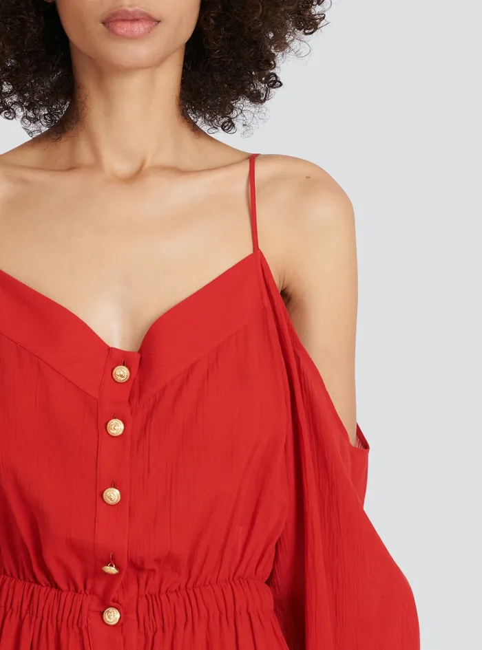 Balmain Dresses Womens High Summer Capsule 8211 Long Cotton Dress Red