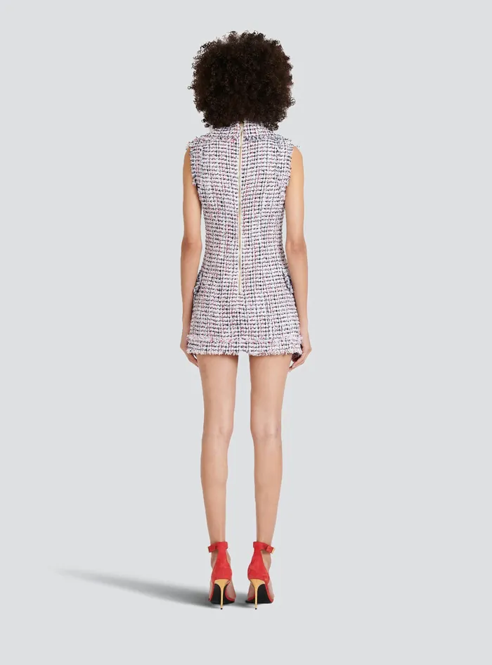 Balmain Dresses Womens High Summer Capsule 8211 Short Tweed Dress With DoubleBreasted GoldTone Buttoned Fastening Multicolor Balmain Dresses Womens High Summer Capsule 8211 Short Tweed Dress With DoubleBreasted GoldTone Buttoned Fastening Multicolor