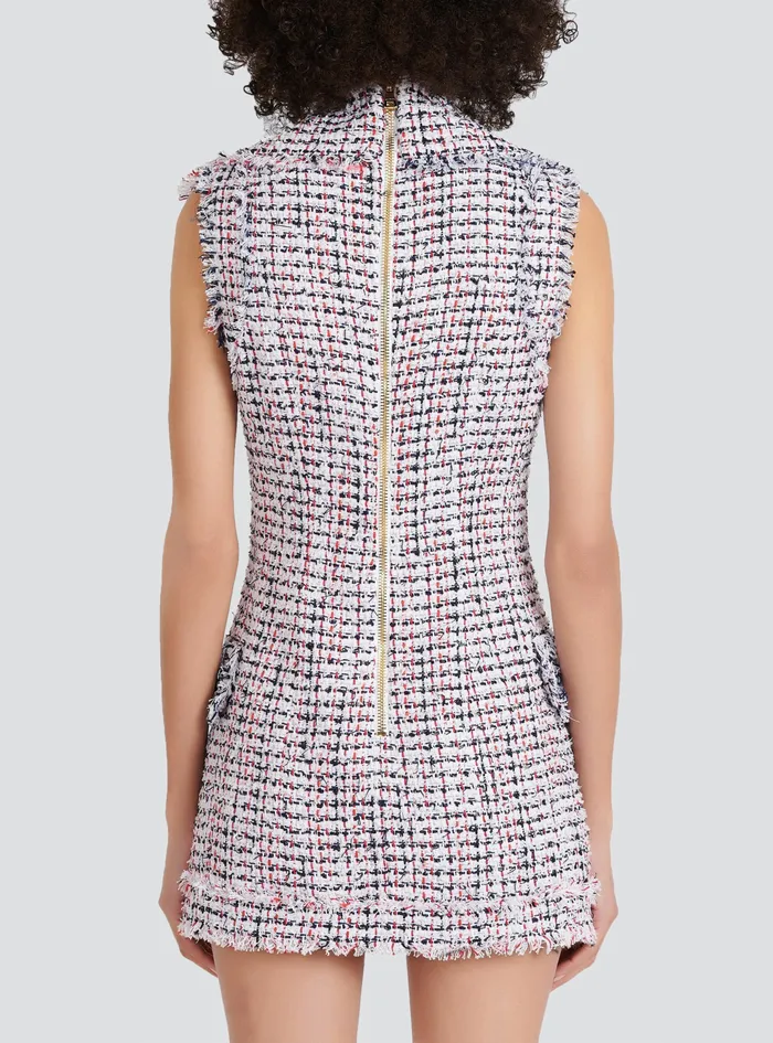 Balmain Dresses Womens High Summer Capsule 8211 Short Tweed Dress With DoubleBreasted GoldTone Buttoned Fastening Multicolor Balmain Dresses Womens High Summer Capsule 8211 Short Tweed Dress With DoubleBreasted GoldTone Buttoned Fastening Multicolor