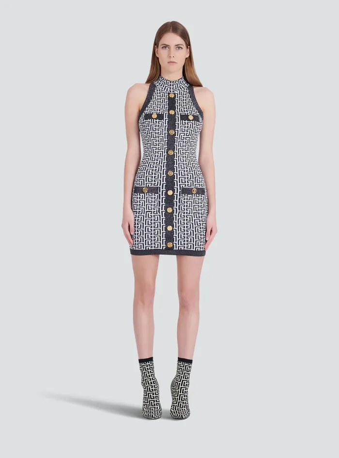 Balmain Dresses Womens Knit Dress With GoldTone Buttons Black