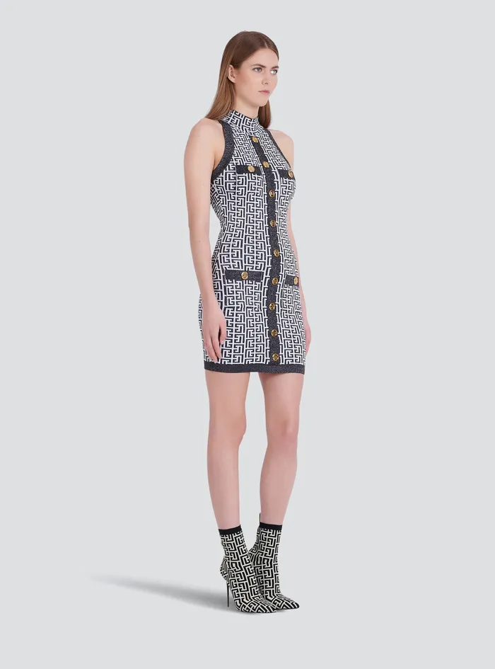 Balmain Dresses Womens Knit Dress With GoldTone Buttons Black