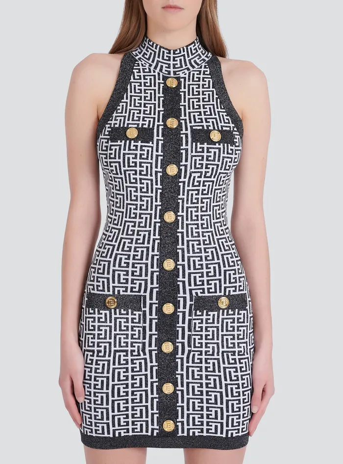 Balmain Dresses Womens Knit Dress With GoldTone Buttons Black