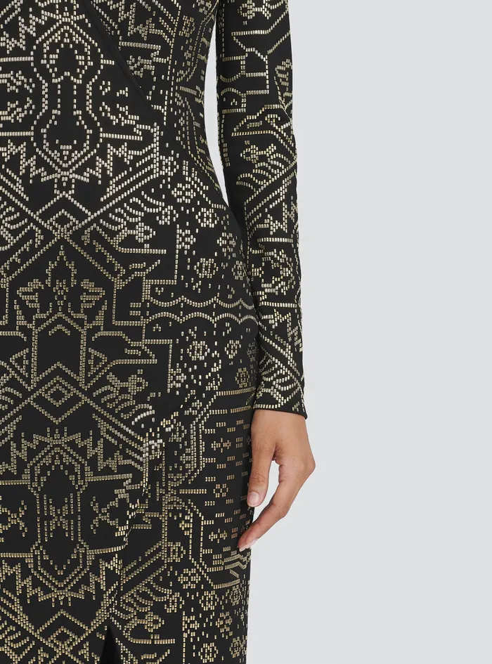 Balmain Dresses Womens Long Embroidered Dress Black Balmain Dresses Womens Long Embroidered Dress Black