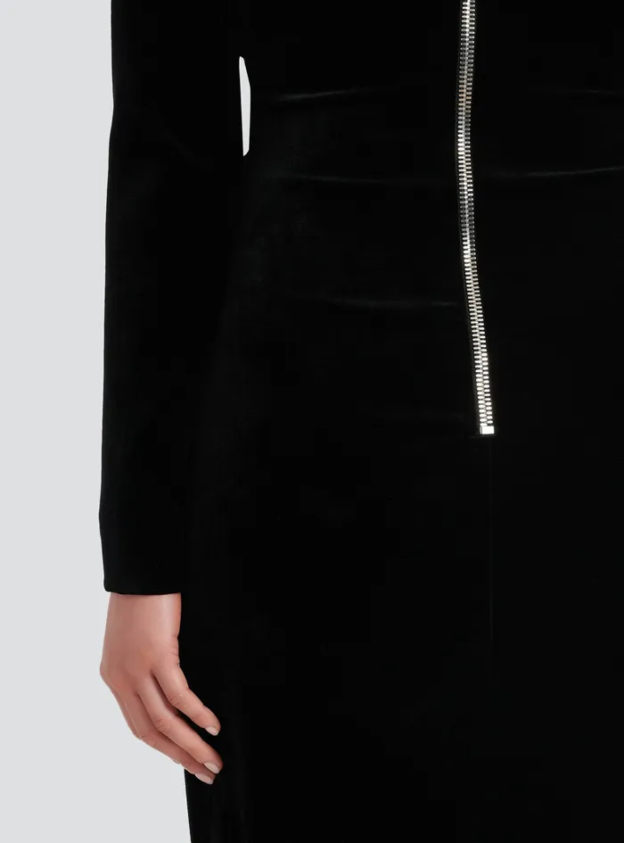 Balmain Dresses Womens Long Velvet Dress With Embroidery Black Balmain Dresses Womens Long Velvet Dress With Embroidery Black