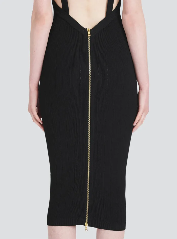 Balmain Dresses Womens MidLength EcoDesigned Knit Dress Black Balmain Dresses Womens MidLength EcoDesigned Knit Dress Black