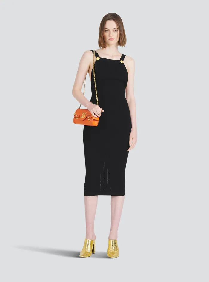 Balmain Dresses Womens MidLength EcoDesigned Knit Dress Black Balmain Dresses Womens MidLength EcoDesigned Knit Dress Black