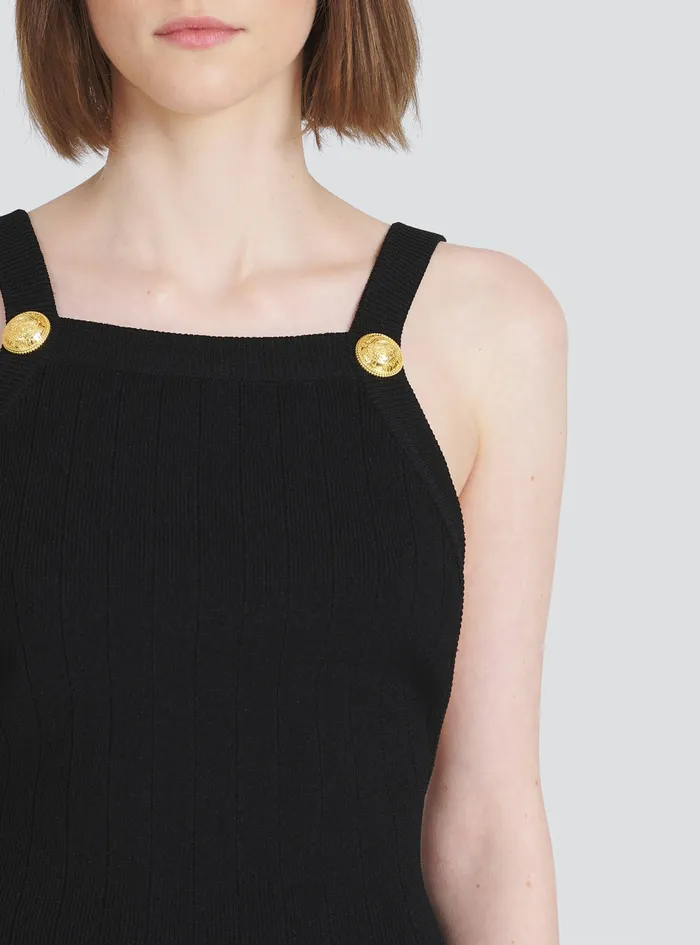 Balmain Dresses Womens MidLength EcoDesigned Knit Dress Black Balmain Dresses Womens MidLength EcoDesigned Knit Dress Black