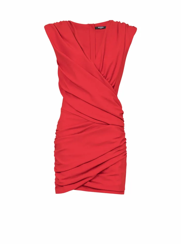 Balmain Dresses Womens Short Draped Jersey Dress Red