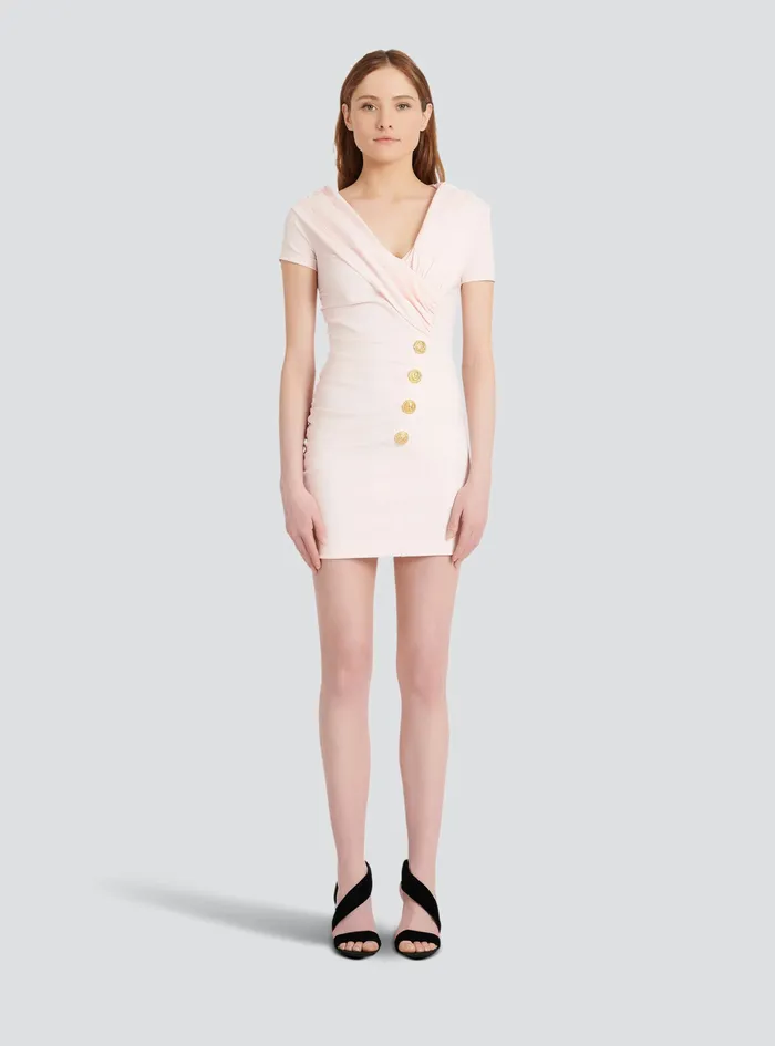 Balmain Dresses Womens Short Draped Jersey OffTheShoulder Dress Pink Balmain Dresses Womens Short Draped Jersey OffTheShoulder Dress Pink