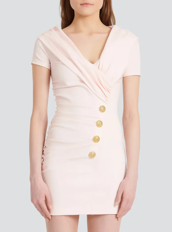 Balmain Dresses Womens Short Draped Jersey OffTheShoulder Dress Pink Balmain Dresses Womens Short Draped Jersey OffTheShoulder Dress Pink