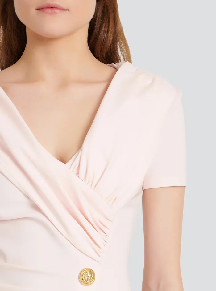 Balmain Dresses Womens Short Draped Jersey OffTheShoulder Dress Pink Balmain Dresses Womens Short Draped Jersey OffTheShoulder Dress Pink