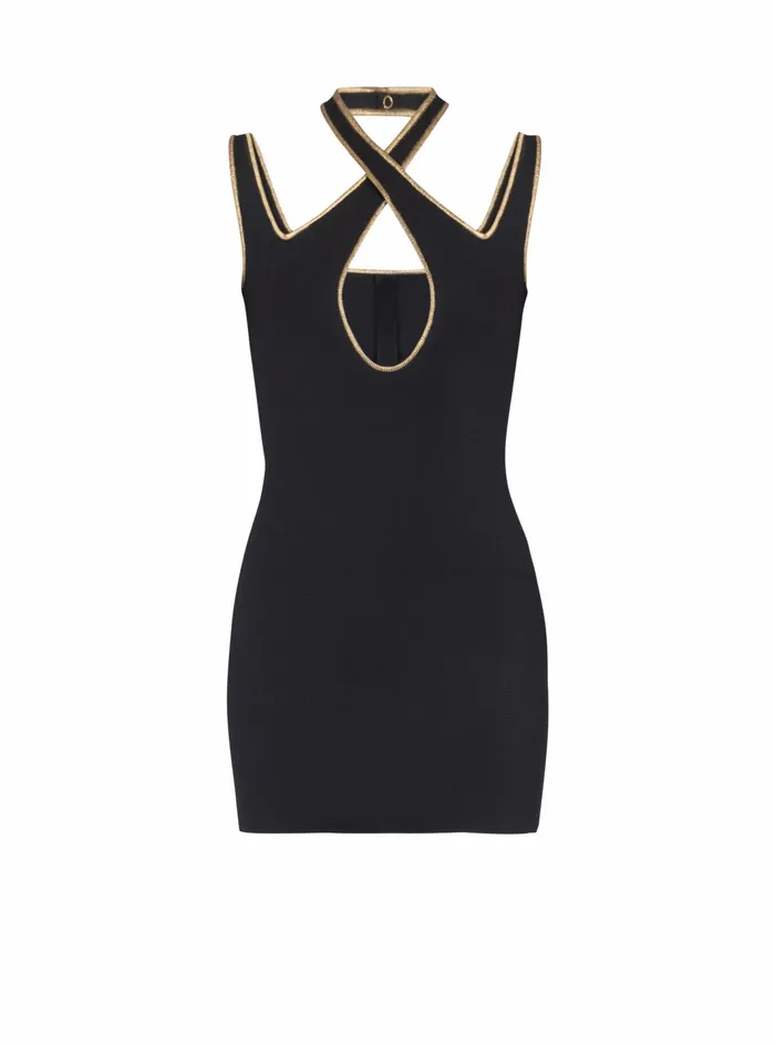 Balmain Dresses Womens Short Knit Dress Black