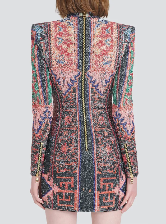 Balmain Dresses Womens Short Multicolor Sequined Dress Multicolor Balmain Dresses Womens Short Multicolor Sequined Dress Multicolor