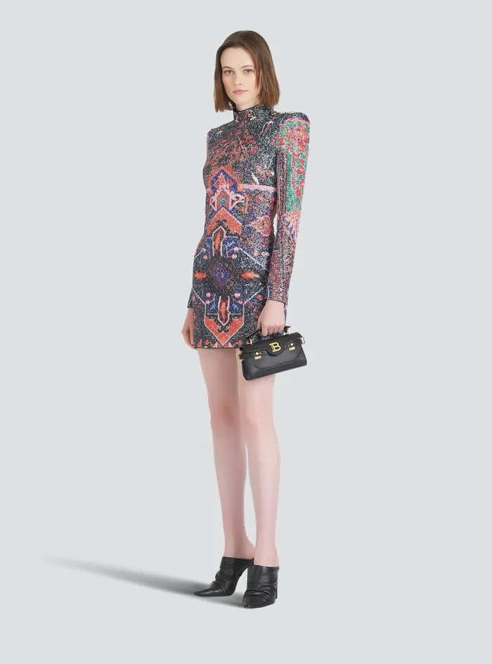 Balmain Dresses Womens Short Multicolor Sequined Dress Multicolor Balmain Dresses Womens Short Multicolor Sequined Dress Multicolor