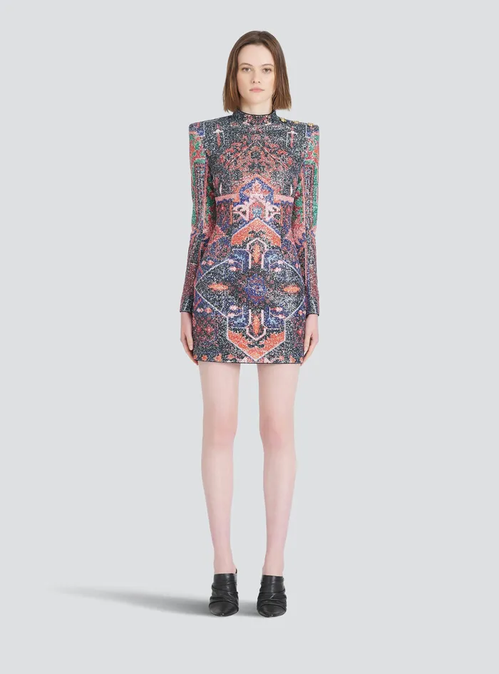 Balmain Dresses Womens Short Multicolor Sequined Dress Multicolor Balmain Dresses Womens Short Multicolor Sequined Dress Multicolor