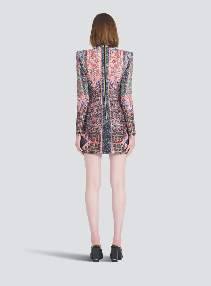 Balmain Dresses Womens Short Multicolor Sequined Dress Multicolor Balmain Dresses Womens Short Multicolor Sequined Dress Multicolor