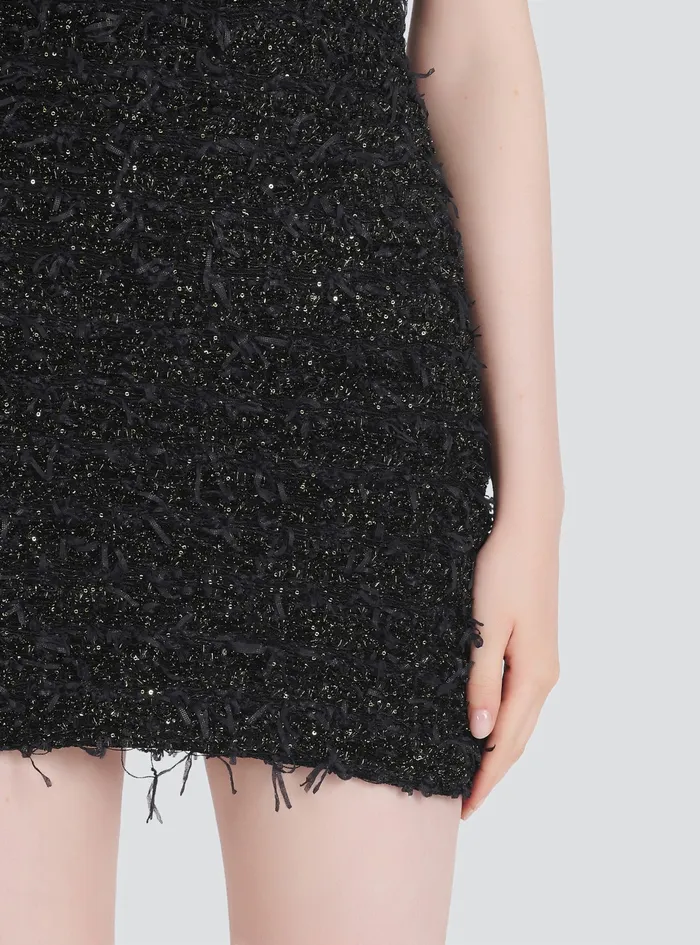 Balmain Dresses Womens Short Tweed Dress With GoldTone Buttons Black Balmain Dresses Womens Short Tweed Dress With GoldTone Buttons Black