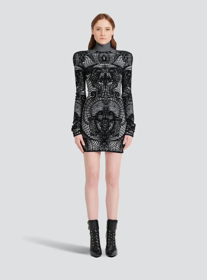 Balmain Dresses Womens Short Velvet Dress Black