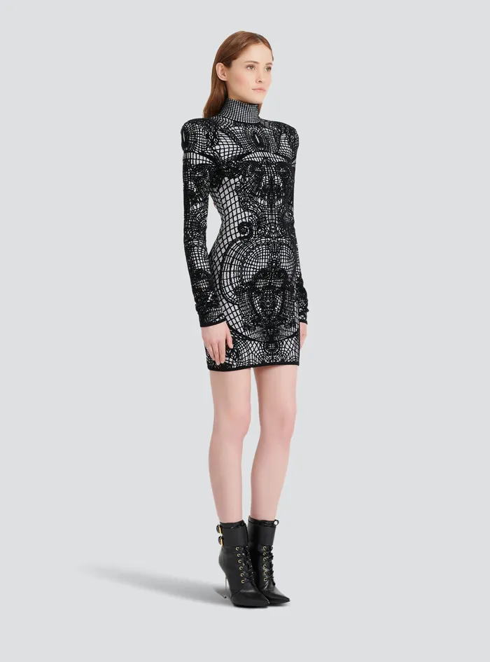 Balmain Dresses Womens Short Velvet Dress Black