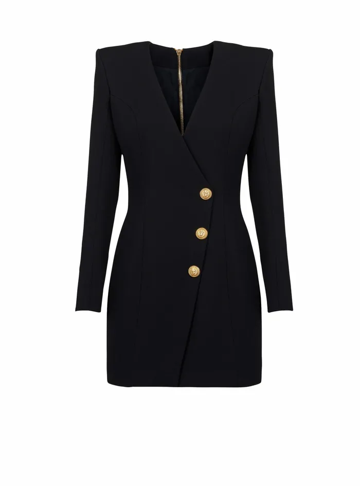 Balmain Dresses Womens Short Wool Dress Black