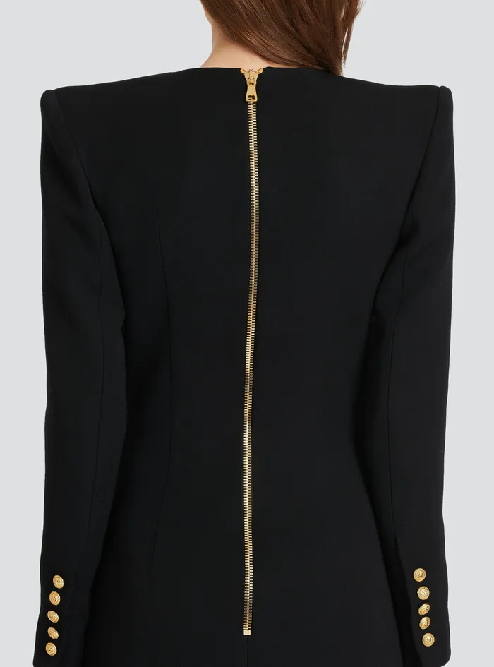 Balmain Dresses Womens Short Wool Dress Black Balmain Dresses Womens Short Wool Dress Black