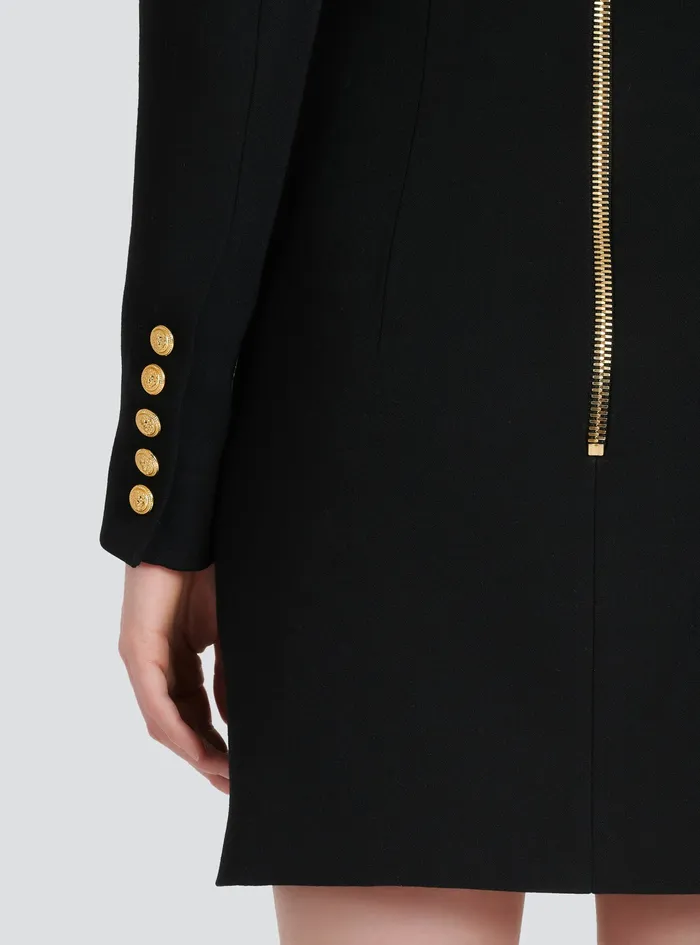 Balmain Dresses Womens Short Wool Dress Black Balmain Dresses Womens Short Wool Dress Black