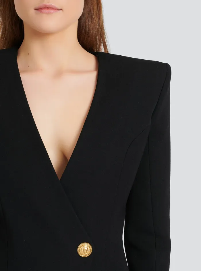 Balmain Dresses Womens Short Wool Dress Black Balmain Dresses Womens Short Wool Dress Black