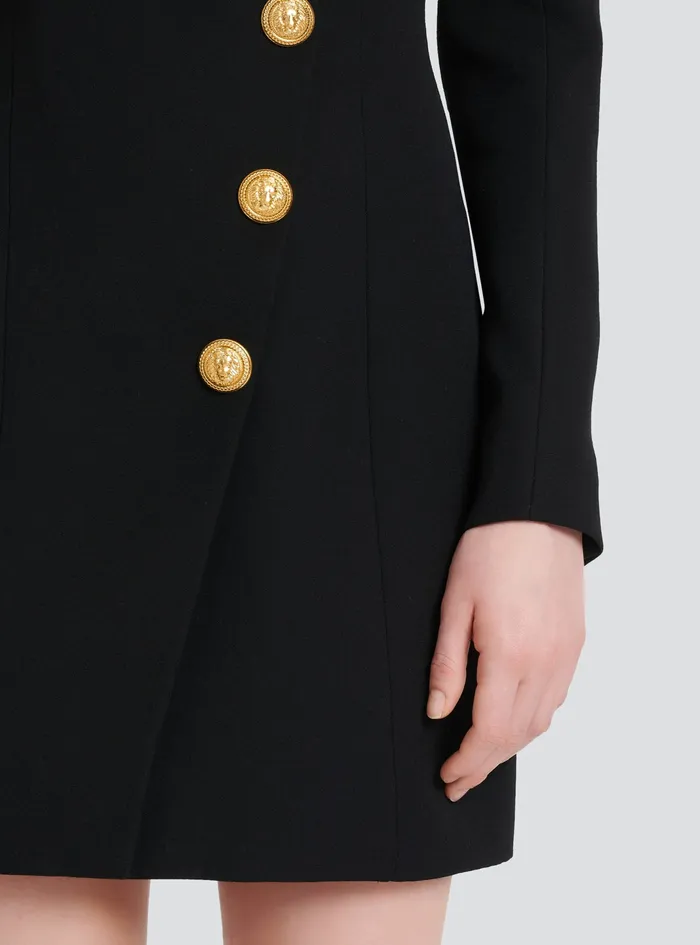 Balmain Dresses Womens Short Wool Dress Black Balmain Dresses Womens Short Wool Dress Black