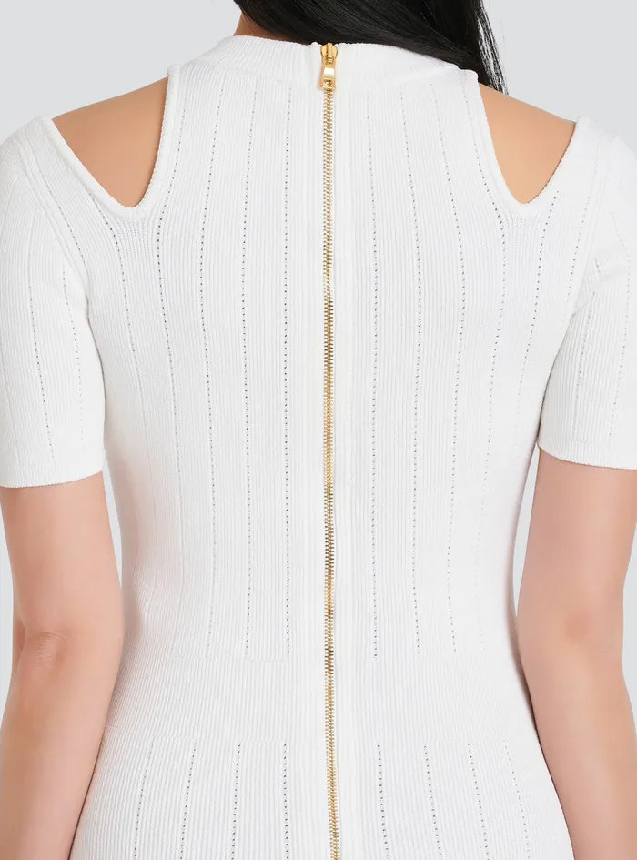 Balmain Dresses Womens ShortecoDesigned Knit Dress White Balmain Dresses Womens ShortecoDesigned Knit Dress White