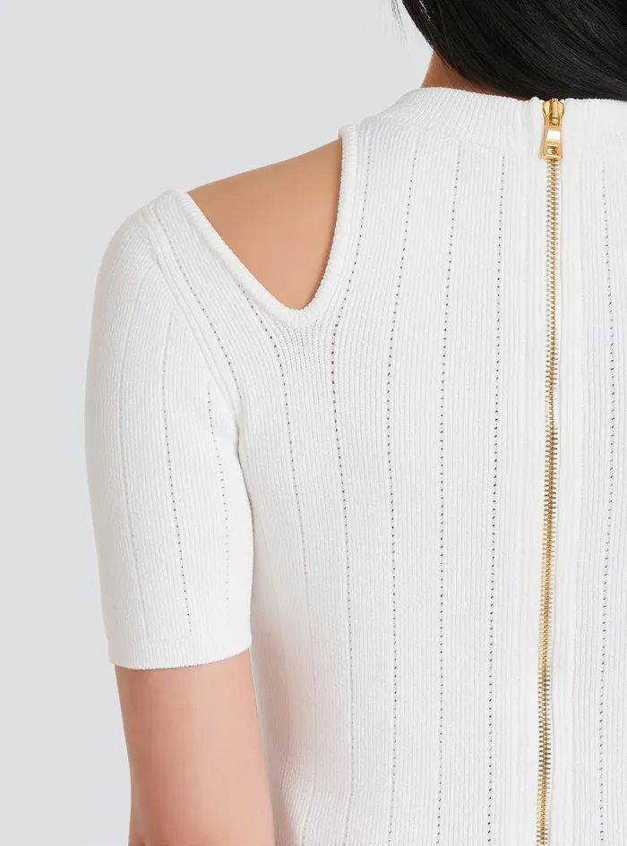 Balmain Dresses Womens ShortecoDesigned Knit Dress White Balmain Dresses Womens ShortecoDesigned Knit Dress White