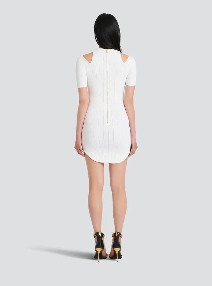Balmain Dresses Womens ShortecoDesigned Knit Dress White Balmain Dresses Womens ShortecoDesigned Knit Dress White