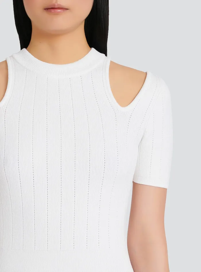 Balmain Dresses Womens ShortecoDesigned Knit Dress White Balmain Dresses Womens ShortecoDesigned Knit Dress White