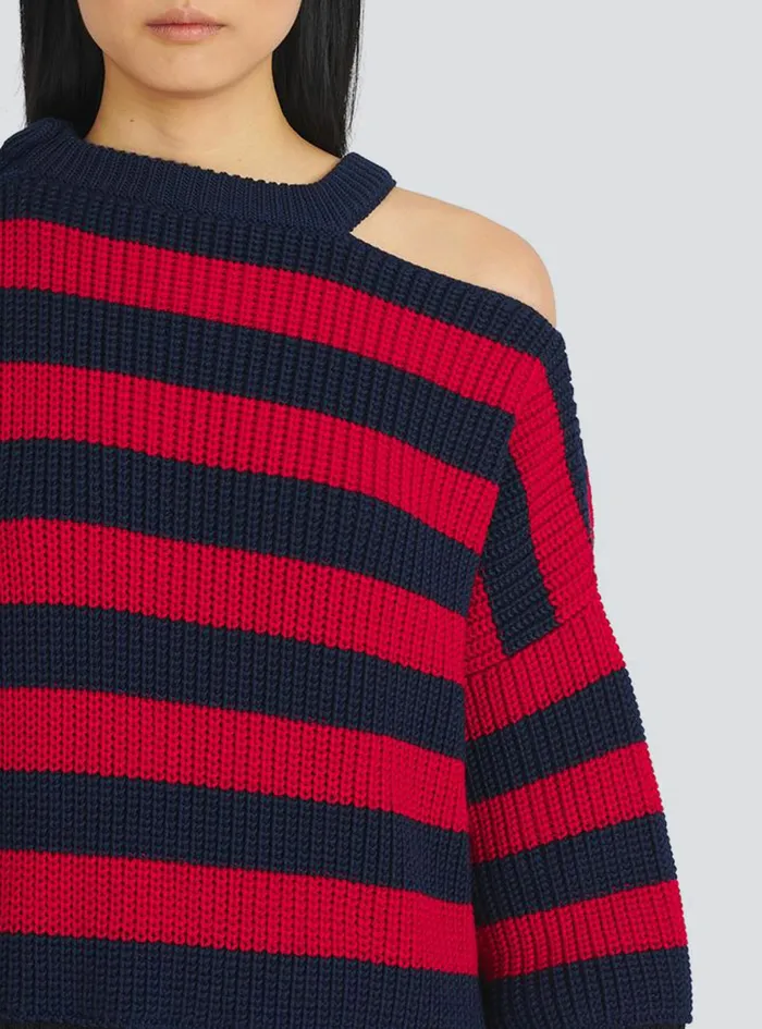 Balmain Dresses Womens Striped Wool Dress Multicolor