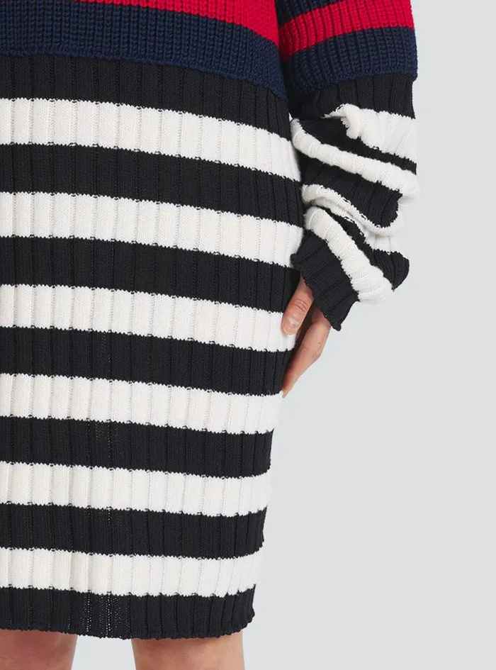 Balmain Dresses Womens Striped Wool Dress Multicolor